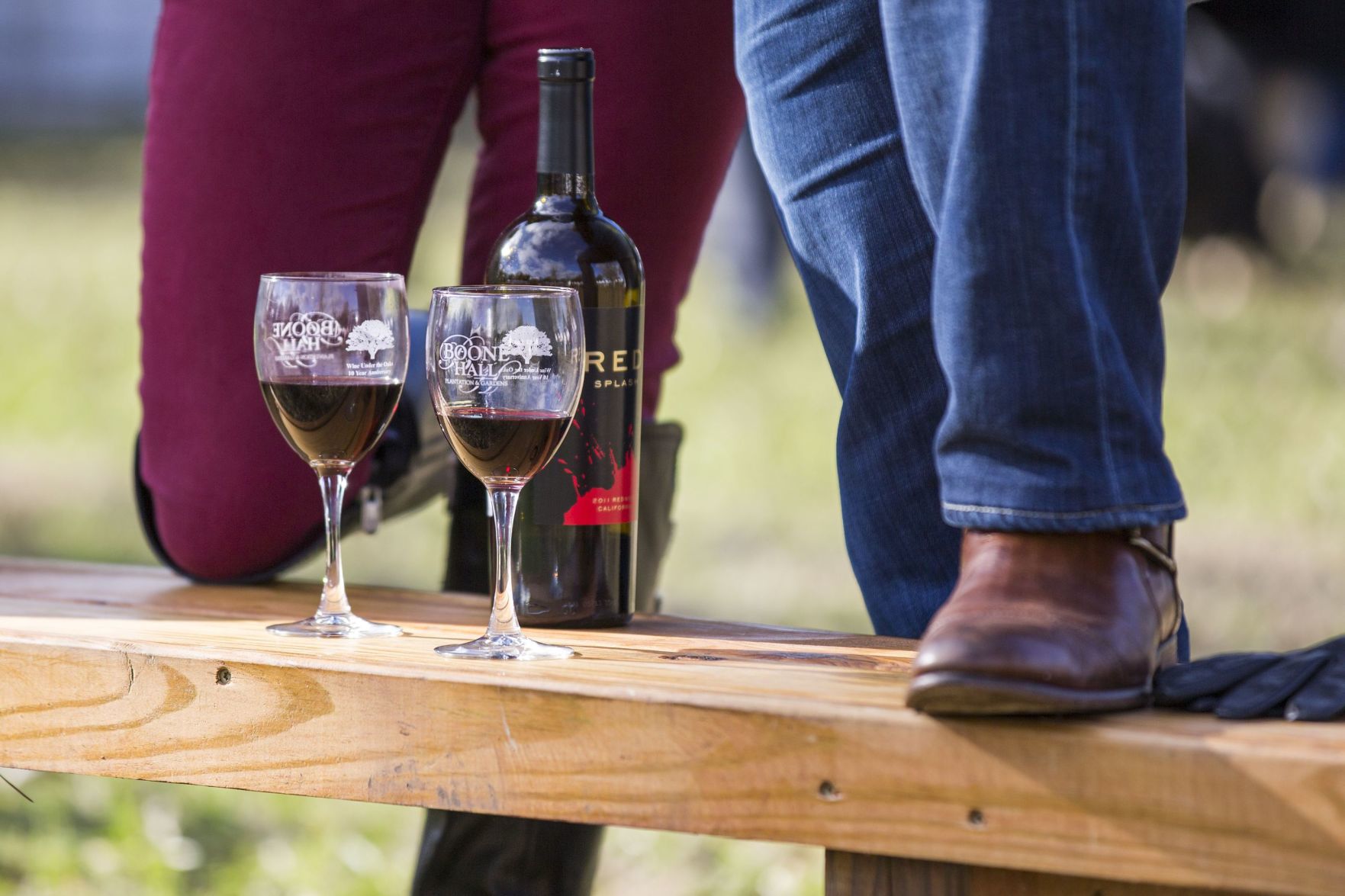 Wine Under the Oaks glasses and boots